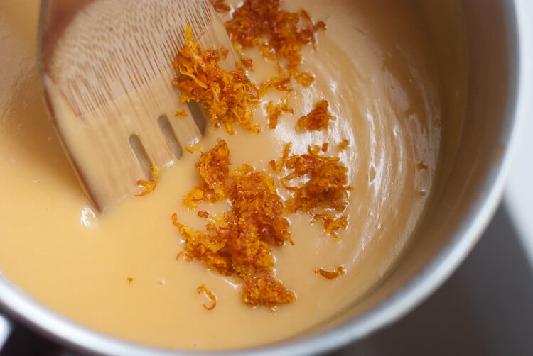stirring zest into curd