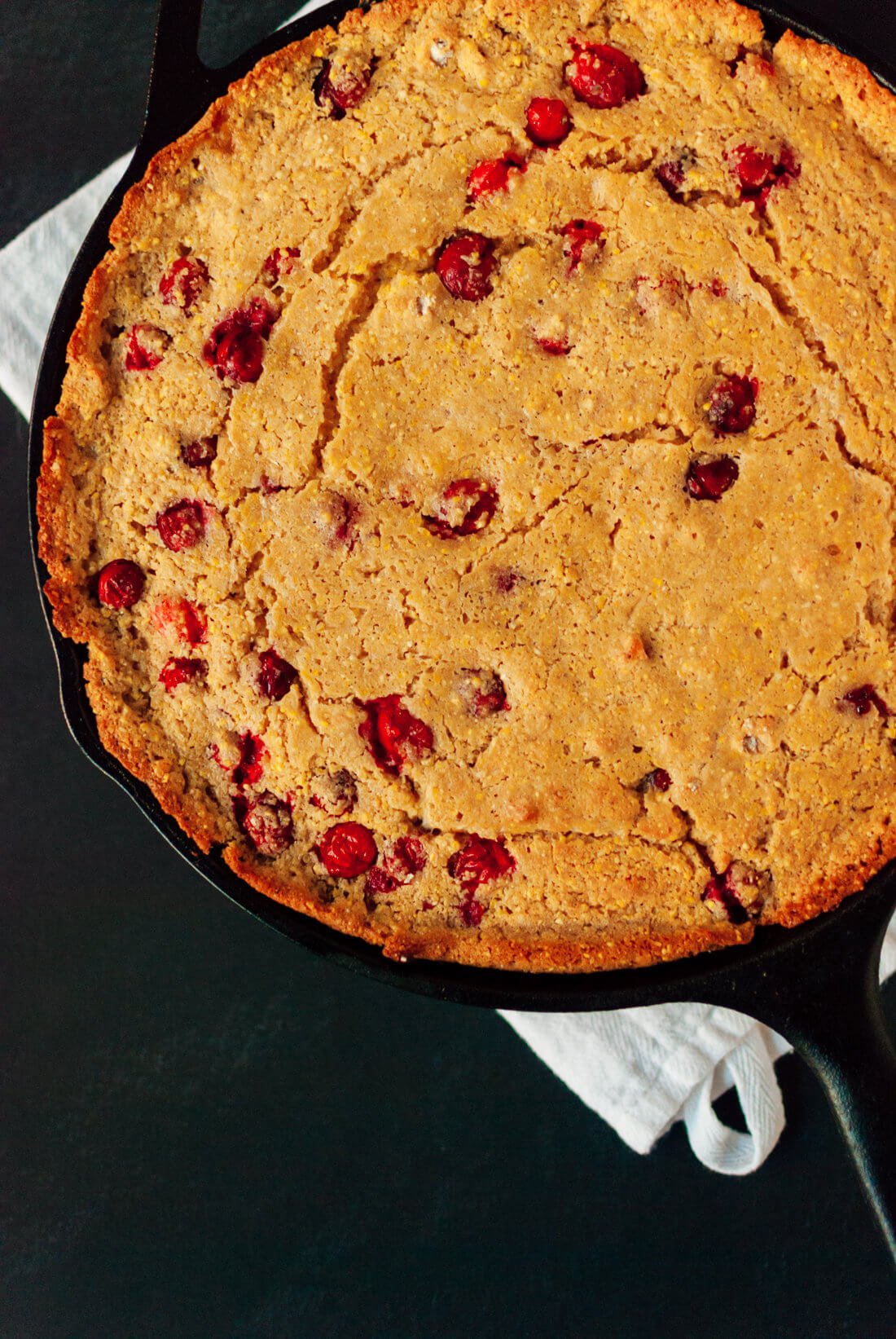 Cranberry maple skillet cornbread