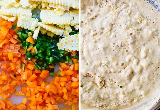 peppers and corn cornbread batter