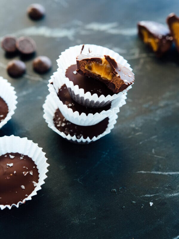 Irresistible homemade dark chocolate mini peanut butter cups! Only 3 ingredients required (Ok, 4 if you add flaky sea salt, so good!).