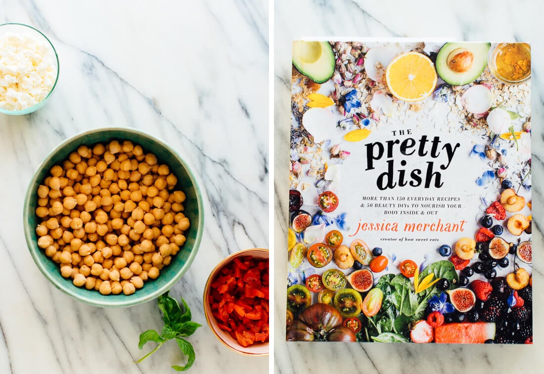 marinated chickpeas ingredients with The Pretty Dish cookbook by Jessica Merchant