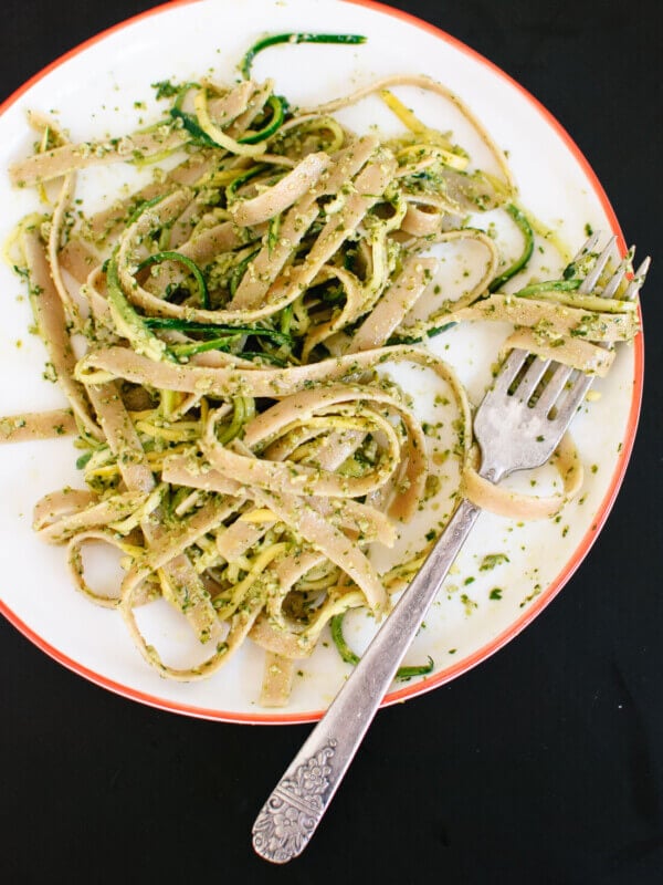 Cilantro-Pepita Pesto with Squash Ribbons and Fettuccine