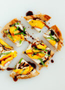 Simple Peach, Basil and Ricotta Flatbread