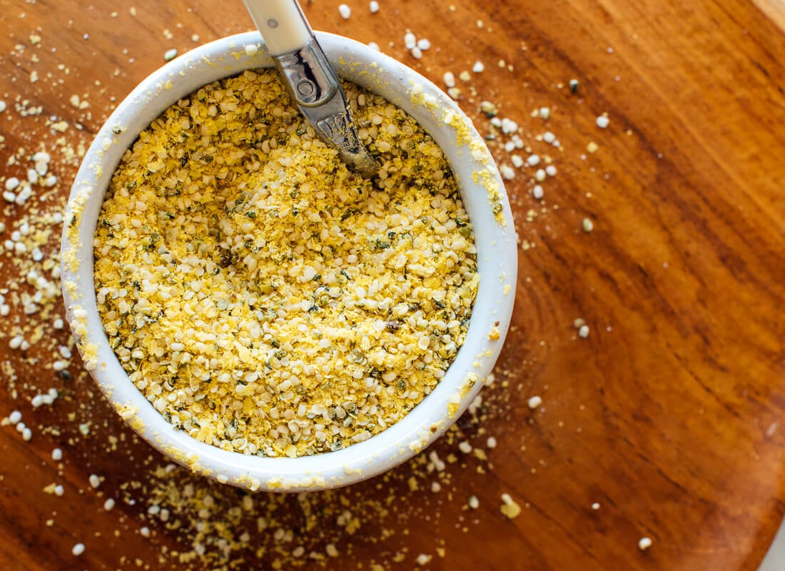 Vegan Parmesan in bowl