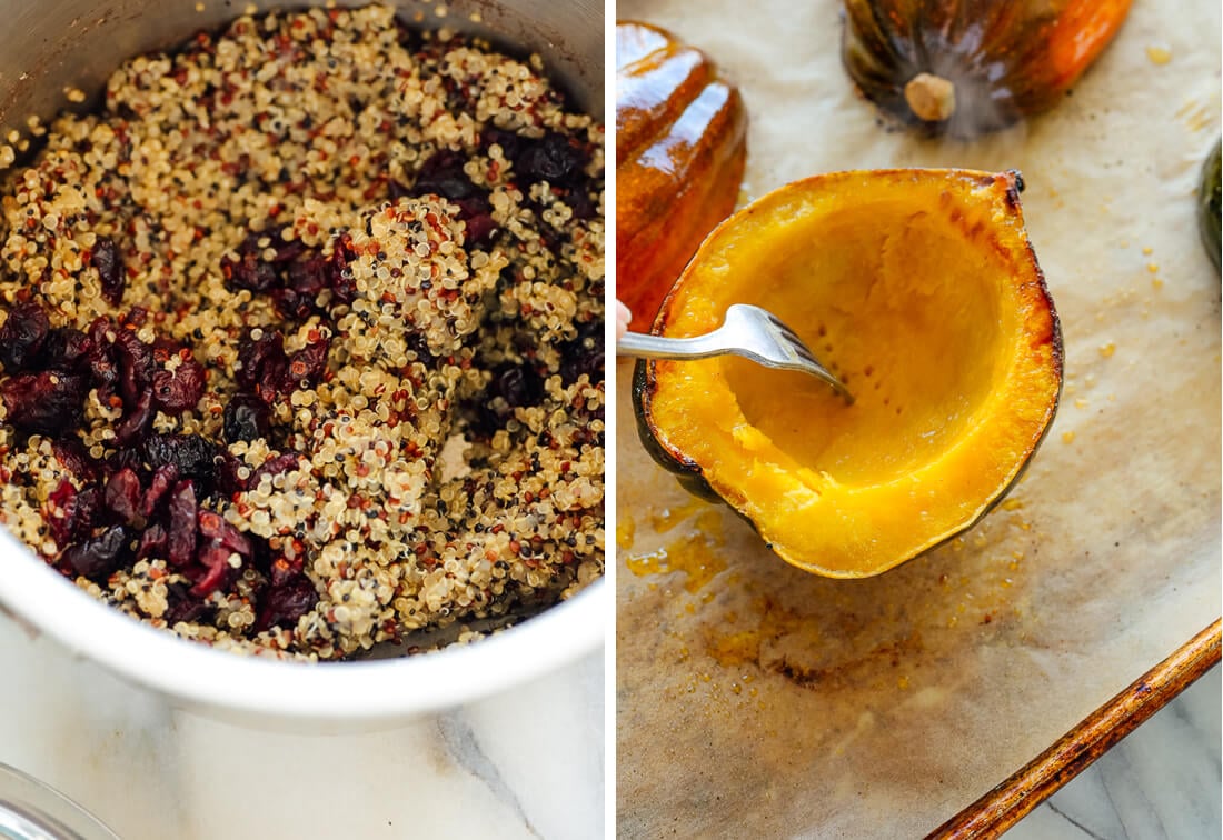 cooked quinoa and acorn squash