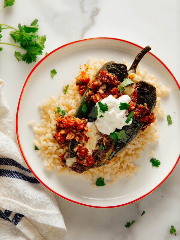 stuffed poblano peppers on plate